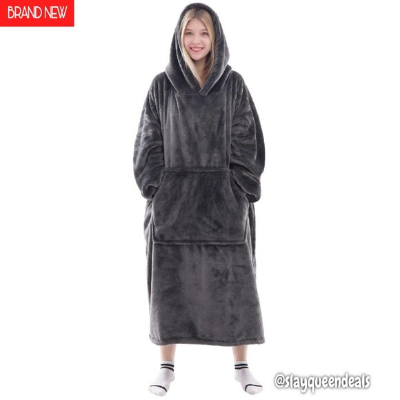Wearable Blanket Hoodie with Sleeves Giant Pocket Adult Size